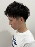 メンズアップバングショートニュアンスパーマ刈り上げ