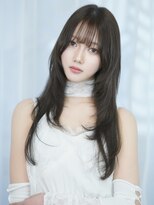 ペレ 栄 アネックス(PELE栄ANNEX)&nbsp;韓国 くびれロング レイヤー ワンホンヘア 小顔前髪