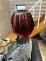 クレエ ヘアー デザイン(creer hair design)&nbsp;大人可愛いチェリーピンクハイライト×ショートボブレイヤー