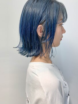 テトヘアー(teto hair) bob(切りっぱなしボブ、ネイビーブルー、ネイビーアッシュ)