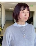 ひし形ショートピンクカラー 白髪ぼかしカラー白髪活かしカラー