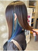 デザインカラー/美髪インナーカラーブルーカラー/小顔カット