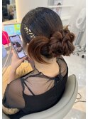 【山田】カチモリヘアアレンジ 金箔アレンジ お呼ばれヘア