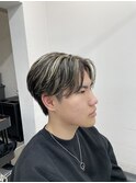 【センターパート】【ホワイトメッシュ】【ニュアンスパーマ】