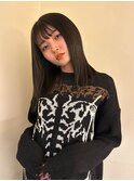 大人可愛い透明感ブリーチなしグレージュ切りっぱなしボブミディ