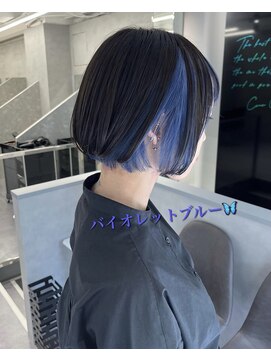 ファイブバイジエクト 堀江(FIVE by The Ect) インナーカラー×ショートボブ×ブルーカラー〇7