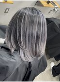 バレイヤージュカラーシルバーグレージュカラーダブルカラー横浜