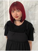 レッドカラー ワイドバング ハイトーンカラー ミディアム