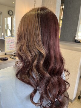 オッジ ヘアー 深谷店(Oggi Hair) チェリーブラウン×ハイトーンベージュ 9月