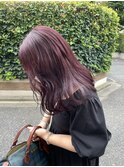 ダブルカラーチェリーレッドピンクブラウン韓国レイヤーロング