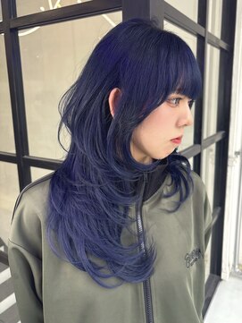 メゾンハル(Maison HALU) ネイビーブルー×ハッシュカット