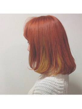 フェンヘアーアイス 中目黒(Fen.hair ici) ブリーチ オレンジ インナーカラー ボブ