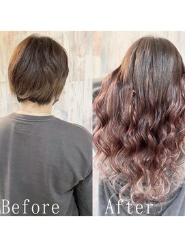 あるじゃんすー 町田店 ピンクブラウン×ホワイトハイライトカラー#シールエクステ#町田