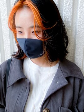 ネオリーブカップ 町田店(Neolive capu) フェイスフレーミング＊オレンジ 大人かわいい 黒髪 モード
