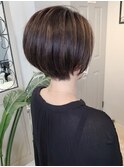 お洒落ハイライトショートボブ