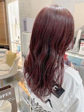 ネオリーブカフ 鶴ヶ峰店(Neolive caff) レッドブラウン　ロング　ハイライト　ダブルカラー