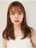 透明感ブラウン×まとまるセミロング