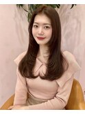 ベージュ/韓国ヘア/渋谷/レイヤー/顔まわり
