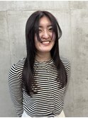 姫カット　顔まわりレイヤー　ブラウンレッド