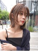 ミディアムレイヤーカットボブウルフ/10代20代/インナーカラー