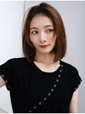 ◯長めバングシンプルストレート切りっぱなしボブパーマミニボブ