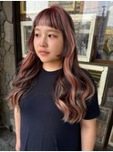 ピンクバイオレットのグラデーションロング