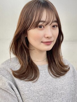 ガーデン ミサト 三郷中央(garden misato) 美髪×ミディアムヘア×ベージュカラー×外はね×前髪ありa