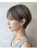 ショートカットx白髪ぼかしx髪質改善x縮毛矯正xダブルカラー