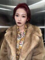 ノア(noa) ブリーチなしワインレッド×ショートカット