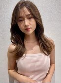 ブリーチなしチョコレート色×前髪/顔周り×韓国ロング[大宮]