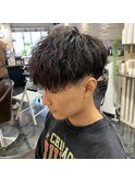 波巻きパーマ前下がりマッシュ
