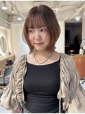 ボブウルフレイヤー オレンジヘア 顔周りカット バッサリカット