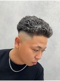 極道パーマ×ホワイトハイライト