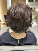 ゆるふわパーマ　ショートボブ　40大/50代/60代/