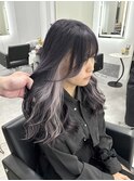 ダークアメジストパープル×イヤリングホワイト