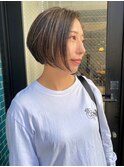 前下がりマッシュショート  ショートボブ　ハイライトショート