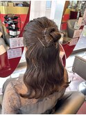 ハーフアップ×カチモリ MIX ヘアアレンジ
