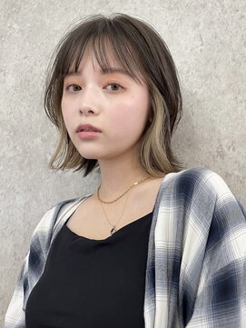 サンク 原宿 表参道(cinq) インナーカラーボブマロンベージュイヤリングカラー韓国風30代