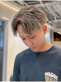 縦落ちツイスパ金メッシュブラウン