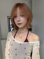 サンクマーケット 渋谷(cinq MARKET)&nbsp;渋谷ブリーチカラーボブレイヤーカットオレンジベージュ韓国ヘア