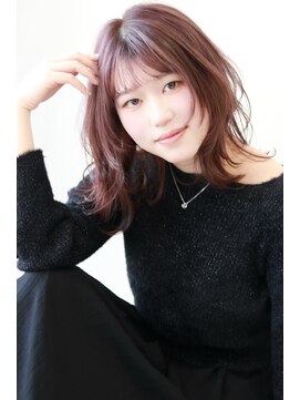 ステラ ヘア デザイン サロン(STELLA hair design salon) 大人女子顔周りレイヤー&ブリーチピンクベージュ　S