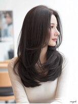 ダル 渋谷/表参道(DAL.)&nbsp;ミディアムレイヤーハッシュカットダークブラウンシャギーカット