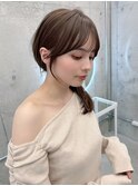 透明感グレーブラウン/顔周りカット/ロングレイヤー/表参道/学割