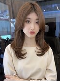 韓国レイヤーカット顔まわりカット大人ガーリーチョコレート