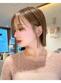 ホワイトグレージュミニウルフデジタルパーマチェリーブラウン