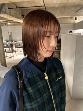 リール(rire) 髪質改善 くびれヘア アプリコットオレンジ ハイライトカラー