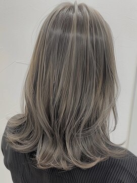 ネックス 表参道本店(nex) デザインカラーレイヤーカットウェットヘアオリーブベージュ白髪