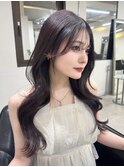 ミディアムレイヤー 艶カラー 暗髪 韓国風 髪質改善 福岡美容室