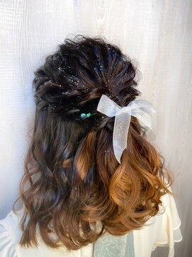 バブルス 本川越店(BUBBLES) ハーフアップアレンジ×オーロララメ☆