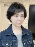白髪ぼかし/ひし形/癖毛/大人ショートボブ/60代50代40代